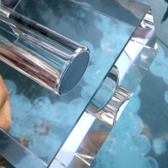 MCM Style TIZO Solid Heavy Lead Crystal Rectangular Bud Vase - Picture 8 of 12